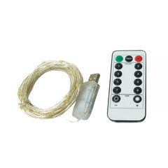 Instalatie Craciun, 5 metri, 50 LED-uri, USB, Telecomanda cu 8 functii, alb cald, Kaveny