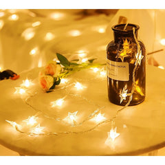 Instalatie Craciun, 6 metri, 40 LED-uri cu Ornament tip Stea, Alb Cald, telecomanda 8 functii, USB, fir cupru, liniar, interior/exterior, Kaveny