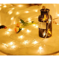 Instalatie Craciun, 6 metri,40 LED-uri cu Ornament tip Stea, Alb Cald, USB lung, fir cupru, liniar, interior/exterior, Kaveny