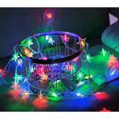 Instalatie Craciun cu baterii, 3 metri, 20 LED-uri tip Stea, fir Transparent, Multicolor, Kaveny