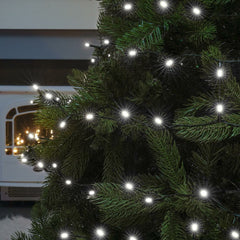 Instalatie Craciun YOTO Liniara 100 LED 9 m + 1 m Beculet cu 6 unghiuri Alb Rece fir negru