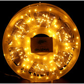 Instalatie Craciun liniara cu transformator, 100m, alb cald, 1000 LED-uri, fir transparent, 8 jocuri de lumini, Kaveny