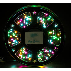 Instalatie Craciun liniara, fir negru, cu transformator, 50m, multicolor, 500 LED-uri, 8 jocuri de lumini, Kaveny