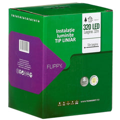 Instalatie Craciun liniara, cu transformator 31V, 32 m, Alb Rece, 320 LED-uri V5, 8 jocuri de lumini, fir verde, Kaveny
