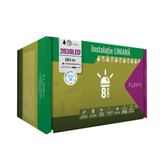 Instalatie Craciun Profesionala de Exterior IP65, 283 m, 2830 Led-uri Mari ,Liniara, Alb rece, Interconectabila, Prelungitor 6.5 m inclus, Fir Negru, Kaveny