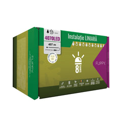 Instalatie Craciun Profesionala de Exterior IP65, 407 m, 4070 Led-uri Mari ,Liniara, Alb cald, Interconectabila, Prelungitor 1.5 m inclus, Fir Negru, Kaveny