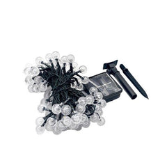 Instalatie Craciun, Tip Globuri de cristal, 50 Led-uri, 9.5 metri, Alb rece, Energie solara, Senzor de lumina, Kaveny