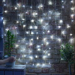 Instalatie Craciun, Tip Perdea, IP44, 3 m x 3 m, 240 LED-uri, Alb rece, cu 8 jocuri de lumini, 31 V, 9W, Interconectabila, Prelungitor 3 m inclus, Fir transparent, Interior/ Exterior, Kaveny