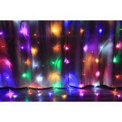 Instalatie Craciun, Tip Perdea IP44, 3m x 1m, 100 Led-uri, Multicolor, USB si telecomanda cu 8 functii, Kaveny
