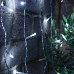 Instalatie Craciun, Tip Perdea, IP44, 9 m x 3 m, 720 LED-uri, Alb rece, cu 8 jocuri de lumini, 31 V, 9W, Interconectabila, Prelungitor 3 m inclus, Fir transparent, Interior/ Exterior, Kaveny