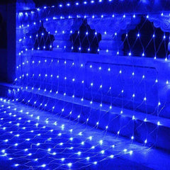 Instalatie Craciun, Tip Plasa, 1.5 m x 1.5 m, 120 LED-uri, Albastru, 8 jocuri de lumini, Transformator cu telecomanda, Interconectabila, Prelungitor 3 m inclus, Fir transparent, Kaveny