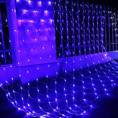 Instalatie Craciun, Tip Plasa, 5 m x 2 m, 400 LED-uri, Albastru, 8 jocuri de lumini, Transformator, Interconectabila, Prelungitor 3 m inclus, Fir transparent, Kaveny