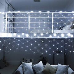 Instalatie Craciun, Tip Plasa, IP 44, 15 x 1 m, 720 LED-uri, Alb rece, 8 jocuri de lumini, Transformator cu telecomanda, Interconectabila, Prelungitor 5 m inclus, Fir transparent, Kaveny