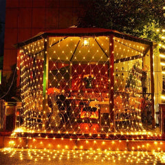 Instalatie Craciun, Tip Plasa, IP 44, 20 x 1 m, 800 LED-uri, Alb cald, 8 jocuri de lumini, Transformator cu telecomanda, Interconectabila, Prelungitor 3 m inclus, Fir transparent, Kaveny