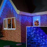 Instalatie de Craciun Kaveny® Tip Franjuri, 12 m, 300 LED-uri, Interconectabila, Albastru