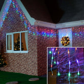Instalatie de Craciun Kaveny® Tip Franjuri, 12 m, 300 LED-uri, Interconectabila, Multicolor
