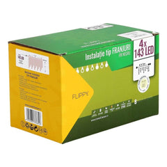 Instalatie de Craciun Kadeny® Tip Franjuri, 8 jocuri de lumini cu transformator, 20 m, 572 LED-uri, Interconectabila, Fir Negru, Alb Cald