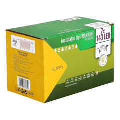 Instalatie de Craciun Kadeny® Tip Franjuri, 8 jocuri de lumini cu transformator, 35 m, 1001 LED-uri, Interconectabila, Fir Negru, Alb Cald