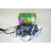 Instalatie de Craciun Kaveny® Tip Franjuri, 8 jocuri de lumini, Sectiune 5 m, 143 LED-uri, Interconectabila, Fir Negru, Alb Rece