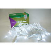 Instalatie de Craciun Kaveny® Tip Franjuri cu Flash, IP65, Sectiune 5 m, 120 LED-uri, Interconectabila, Fir Alb, Alb Rece, Atentie! Nu contine Alimentator