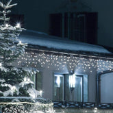 Sectiune Instalatie de Craciun, Kaveny®, Tip Turturi, 5 m, 143 LED-uri, cu Flash, Fir Alb, Lumina Alb Rece, IP44, Interconectabila