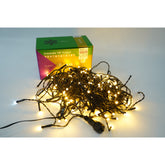 Instalatie de Craciun Kaveny® Tip Franjuri cu Flash, Sectiune 5 m, 143 LED-uri, Interconectabila, Fir Negru, Alb Cald