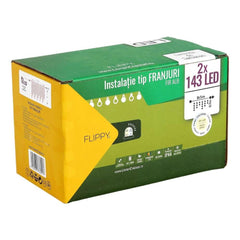 Instalatie de Craciun Kadeny® Tip Franjuri, Flash, cu transformator, 10 m, 286 LED-uri, Interconectabila, Fir Alb, Alb Cald