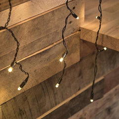 Instalatie de Craciun Kadeny® Tip Franjuri, Flash, cu transformator, 20 m, 572 LED-uri, Interconectabila, Fir Negru, Alb Cald