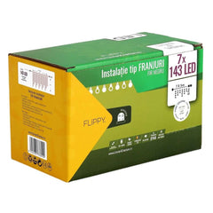 Instalatie de Craciun Kadeny® Tip Franjuri, Flash, cu transformator, 35 m, 1001 LED-uri, Interconectabila, Fir Negru, Alb Rece