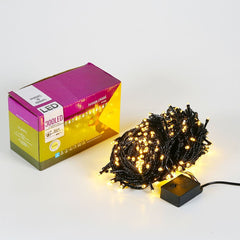 Instalatie de Craciun Kaveny® Tip Liniara, Fir Negru, 24 m, 300 LED-uri, Interconectabila, Alb Cald