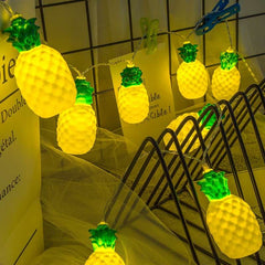 Instalatie de Craciun, Kaveny®, Tip Sir cu Baterii, 1.5 m, 10 LED-uri, Model Ananas, Galben