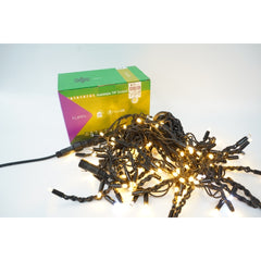 Sectiune Instalatie de Craciun Kaveny® Tip Turturi, Franjuri cu Flash, IP65, Sectiune 5 m, 120 LED-uri, Interconectabila, Fir Negru, Alb Cald, Atentie! fara Alimentator