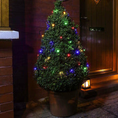 Instalatie de Craciun Liniara Yoto, 22 m, din care 1 m Prelungitor 220V, 300 LED, 8 jocuri de lumini, Controler, Utilizare Interior/Exterior, Fir Negru, multicolor