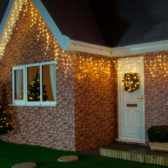 Instalatie de Craciun, Premium Kadeny®, Tip Franjuri cu Flash, 4 m, 132 LED-uri, Alb Cald, Interconectabila