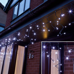 Instalatie de Craciun Premium Kadeny® Tip Franjuri cu Joc de Lumini 8 m 360 LED-uri Alb Rece 2106W Interconectabila