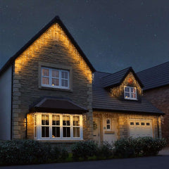 Instalatie de Craciun Premium Kadeny® Tip Franjuri, Flash, cu transformator, 200 m, 4800 LED-uri, Interconectabila, Fir Alb, Alb Cald