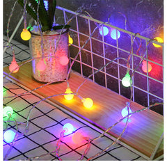 Instalatie sfere brad Craciun Kaveny, 3 metri, 20 LEd-uri, alimentare la retea, fir transparent, multicolora