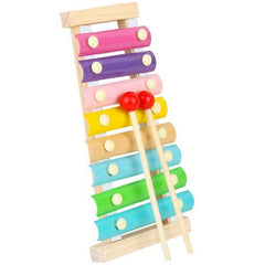 Instrument Muzical Xilofon Kaveny, din Lemn, 8 Note Muzicale, 2 Bete de Percutie, 4-6 Ani, Multicolor Pastel
