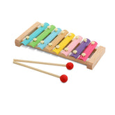 Instrument Muzical Xilofon Kaveny, din Lemn, 8 Note Muzicale, 2 Bete de Percutie, 4-6 Ani, Multicolor Pastel