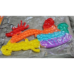 Jucarie Antistres, Kaveny, Tip Pop It Now and Flip It, Sania Lui Mos Craciun cu Renul, 42 x 21 cm, Multicolor