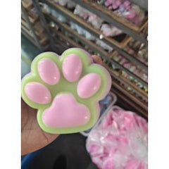 Jucarie Antistres Squishy, Kaveny, cu Revenire Lenta, Labuta de Pisica Pufoasa, 8.5 x 7.5 cm, Ambalaj Transparent, Verde Roz
