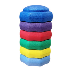 Jucarie de Echilibru, Kaveny, Tip Stepping Stones, 6 Piese, din Spuma, pentru Miscare, Sarituri, Prindere, 28 x 28 x 50 cm, Model 5, Multicolor