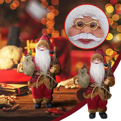 Figurina Decorativa Craciun, Kadeny, Mos Craciun Asezat cu Surcele la Brat, 35 x 18 x 20 cm, Material Plastic+Textil, Interior/Exterior, Rosu/Maro