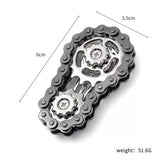 Jucarie Fidget Spinner Premium Anti Stres, Kaveny, Giroscop din Aliaj, Jucarie din Metal de decompresie, forma Lant de Angrenaj de Bicicleta, 6 x 3.5 cm, Negru