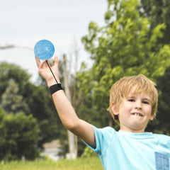 Jucarie Interactiva, Kaveny, Minge Saltareata Crystal Ball, cu Banda Elastica, 6 cm, +7 Ani, din Plastic, Albastru