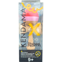 Kendama X Originala, Profesionala, Kaveny, din Lemn, 18 cm, Rubber Grip, Rosu inchis/Rosu/Alb