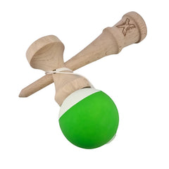 Kendama X Originala, Profesionala, Kaveny, din Lemn, Rubber Grip, 18 cm, Verde/Alb