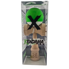 Kendama X Originala, Profesionala, Kaveny, din Lemn, Rubber Grip, 18 cm, Verde/Alb