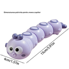 Jucarie mecanica pentru copii Kaveny, omida haioasa, cu cheita, distractiva, se taraste, se misca, 15 x 4 cm, mov