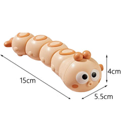Jucarie mecanica pentru copii Kaveny, omida haioasa, cu cheita, distractiva, se taraste, se misca, 15 x 4 cm, portocaliu